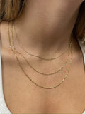 Solid 14K Gold Diamond Cut Bar and Bead Chain with Lobster Lock,0.9mm 1.1mm 1.3mm Wide, 16