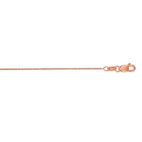 Solid 14K Rose Gold Oval Cable Chain, 0.85mm 1mm 1.5mm Wide, 16" to 20", Real Gold Necklace, Pink Chain, Dainty Chain, Woman