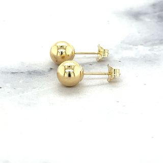 14K Gold Polished 3mm 4mm 5mm 6mm 7mm 8mm 10mm Dot Post Earrings, Ball Stud Earrings, Gold Ball Earring, Real Gold Studs, Women