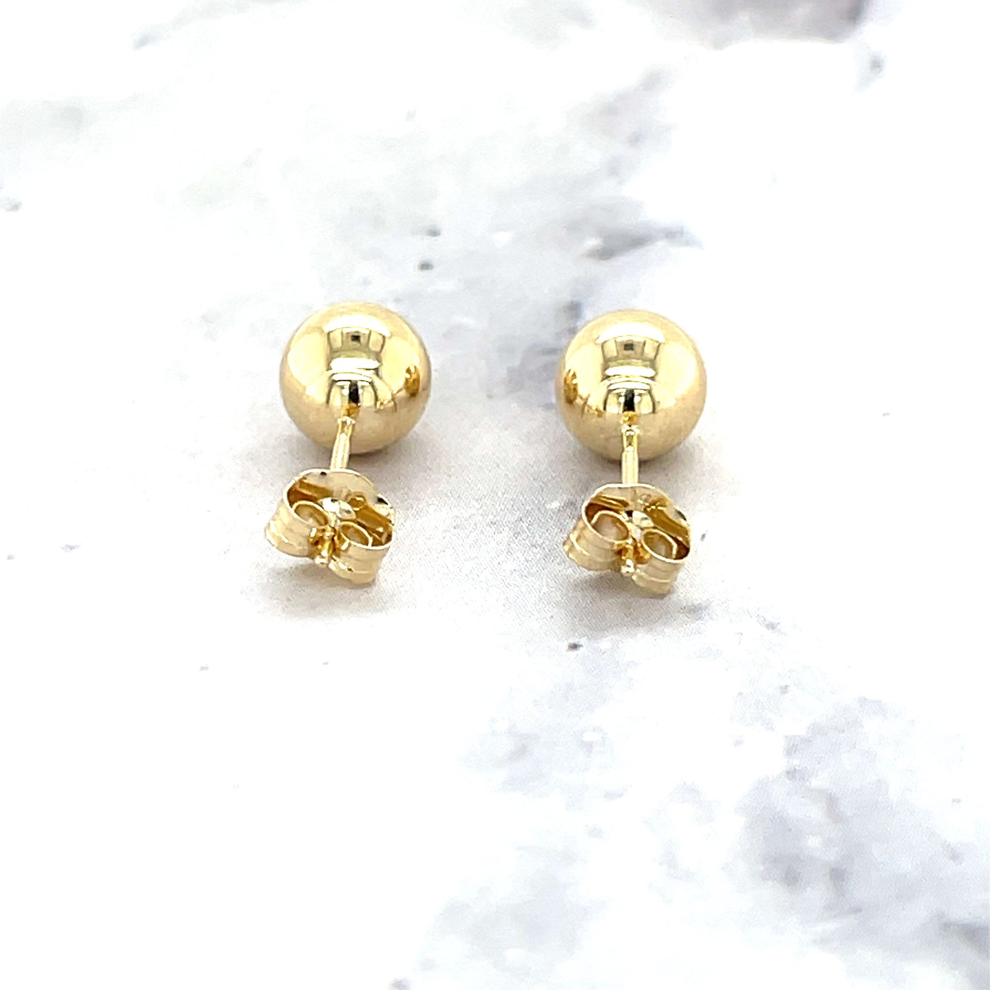 14K Gold Polished 3mm 4mm 5mm 6mm 7mm 8mm 10mm Dot Post Earrings, Ball Stud Earrings, Gold Ball Earring, Real Gold Studs, Women