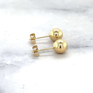 14K Gold Polished 3mm 4mm 5mm 6mm 7mm 8mm 10mm Dot Post Earrings, Ball Stud Earrings, Gold Ball Earring, Real Gold Studs, Women