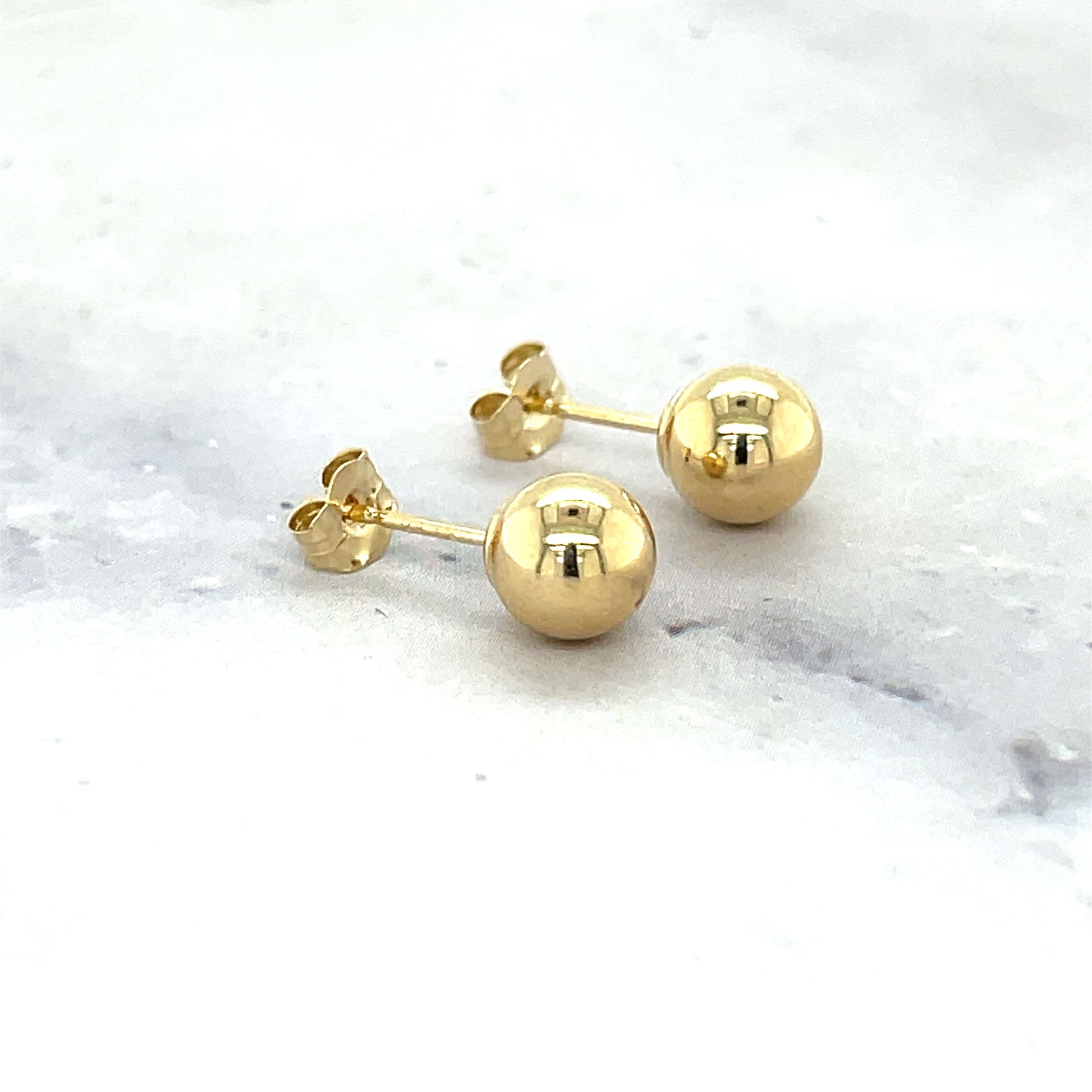 14K Gold Polished 3mm 4mm 5mm 6mm 7mm 8mm 10mm Dot Post Earrings, Ball Stud Earrings, Gold Ball Earring, Real Gold Studs, Women