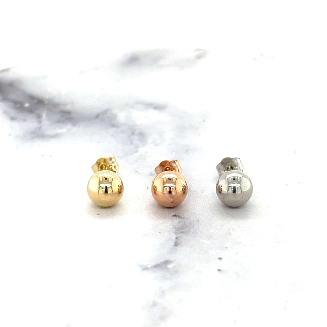 14K Gold Polished 3mm 4mm 5mm 6mm 7mm 8mm 10mm Dot Post Earrings, Ball Stud Earrings, Gold Ball Earring, Real Gold Studs, Women