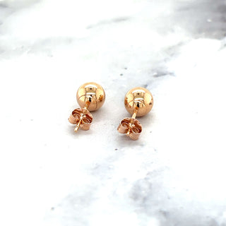 14K Rose Gold Polished 3mm 4mm 5mm 6mm 7mm 8mm 10mm Ball Post Earrings, Ball Stud Earrings, Gold Ball Earring, Real Gold Studs, Women