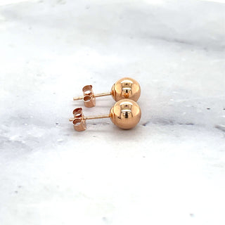 14K Rose Gold Polished 3mm 4mm 5mm 6mm 7mm 8mm 10mm Ball Post Earrings, Ball Stud Earrings, Gold Ball Earring, Real Gold Studs, Women