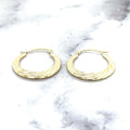 14K Yellow Gold Lite 20mm Milgrain Detail Twist Hoop Earrings with Hinged Closure, Crescent Hoops, Real Gold Earrings