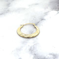 14K Yellow Gold Lite 20mm Milgrain Detail Twist Hoop Earrings with Hinged Closure, Crescent Hoops, Real Gold Earrings