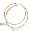 14K Yellow Gold 45mm Round Diamond Cut Hoop Earrings, 2mm Thick, Textured Hoops, Sparkle Earrings