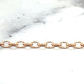 14K Rose Gold Textured Cable Chain, 2.5mm Wide, Oval Link Chain, Real Gold, Women Necklace