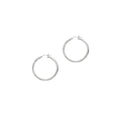 14K White Gold 15mm 25mm 35mm Diamond Cut and Polished Design Hoop Earrings, 3mm Thick, Texture Hoops, Tube Earrings, Women