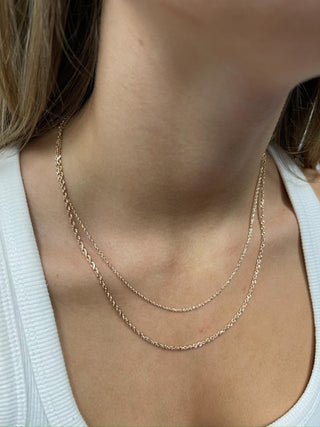 Solid 14K Rose Gold Diamond Cut Rope Chain with Lobster Lock, 1.6mm 2.5mm Wide, 16" to 24", Real Gold Necklace, Pink Chain, Women Gold Chain