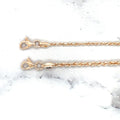 Solid 14K Rose Gold Diamond Cut Rope Chain with Lobster Lock, 1.6mm 2.5mm Wide, 16