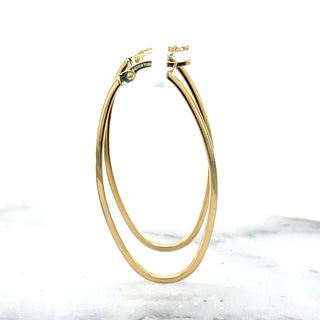 14K Yellow Gold 40x20mm Large Oval Hoop Earrings, 1.7mm Thick, Thin Hoops, Large Oval Earrings, Real Gold Hoops, Women