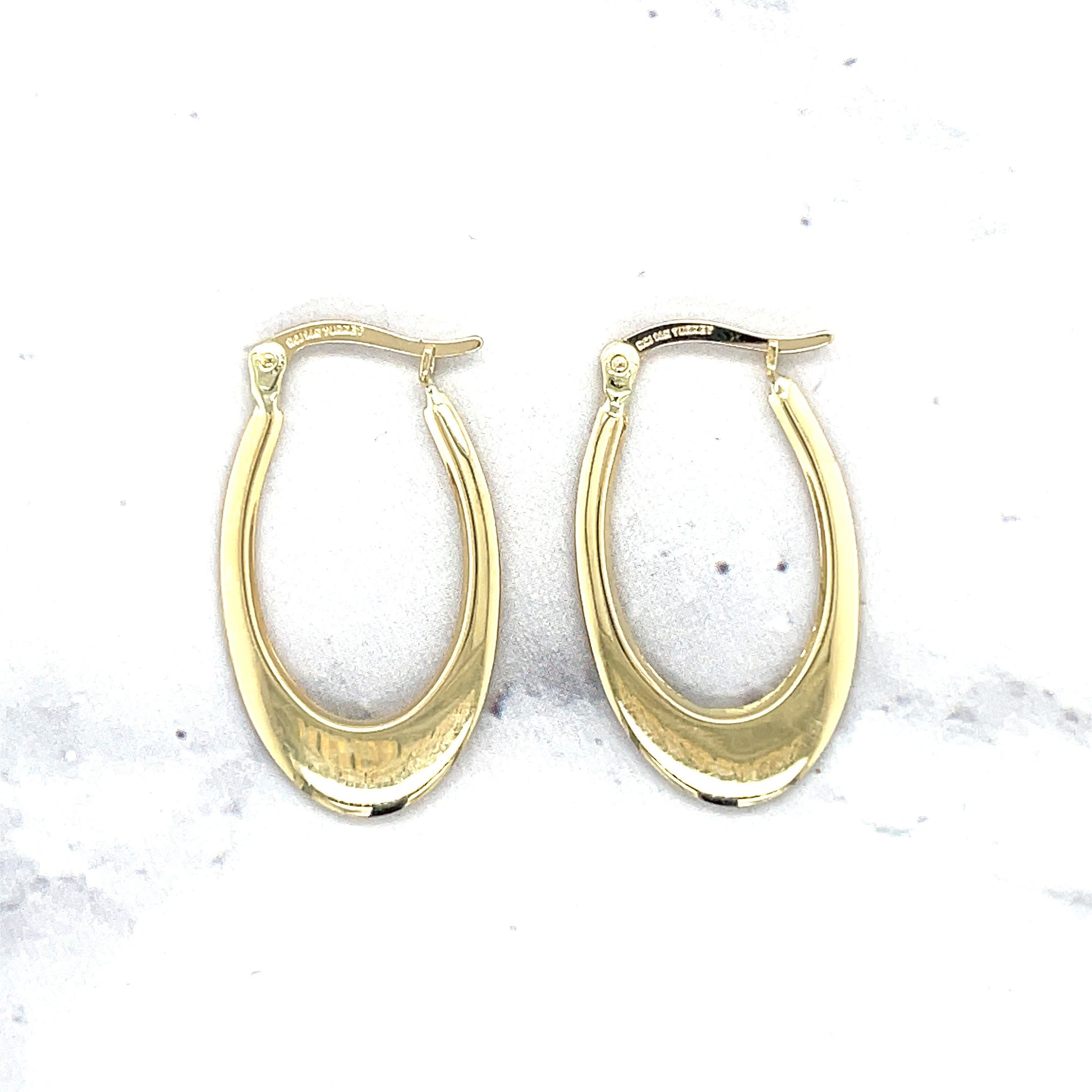 14K Yellow Gold 19X11mm Graduated Oval Hoop Earrings, 1.6mm Thick, Oval Earrings, Real Gold Hoops, Women