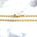 Solid 18K Yellow Gold Bead Chain with Lobster Lock, 2.5mm Wide, 18