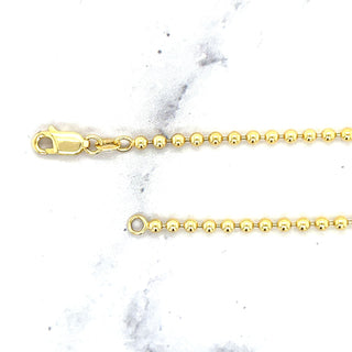 Solid 18K Yellow Gold Bead Chain with Lobster Lock, 2.5mm Wide, 18" 20" 24", Real Gold Necklace, Ball Chain, Women