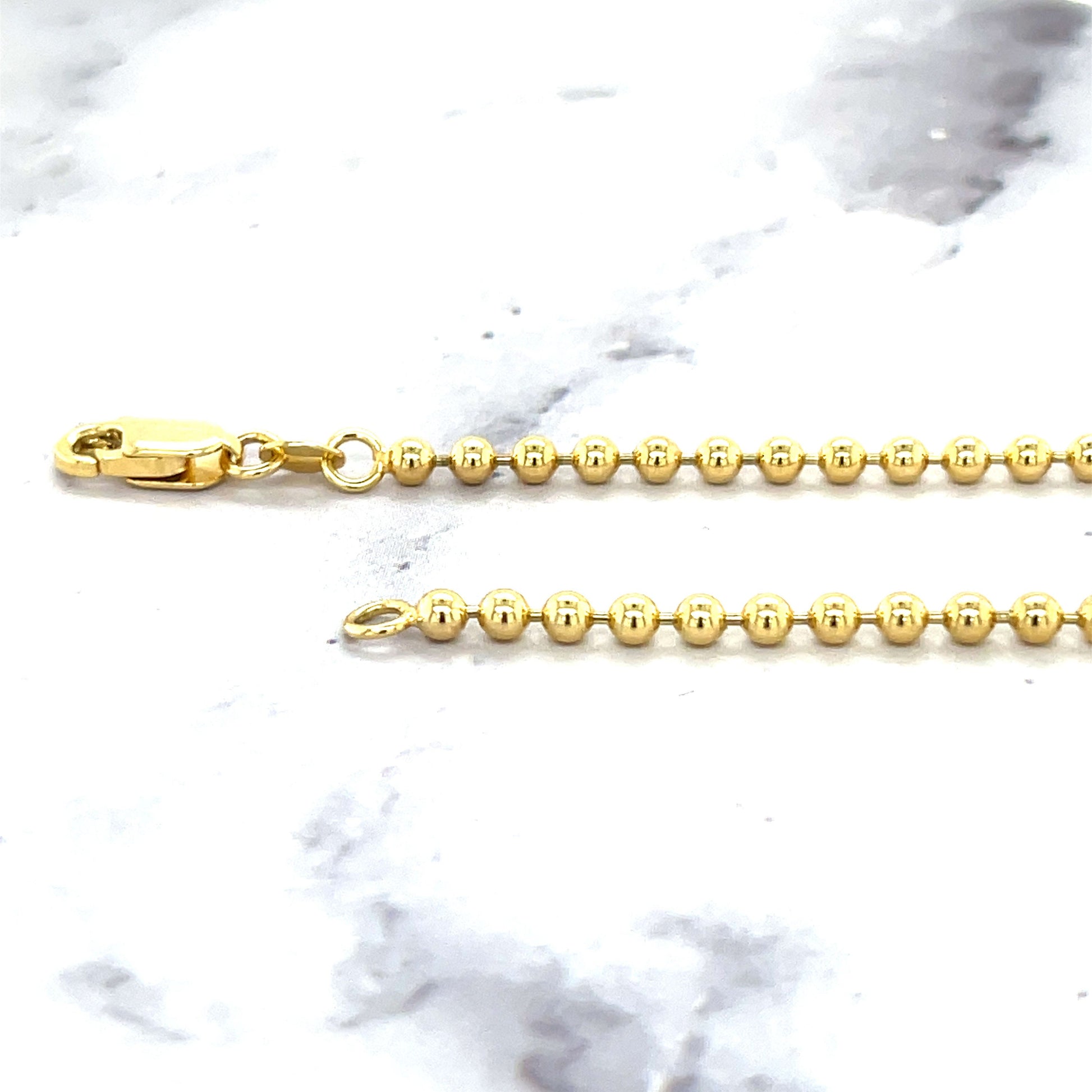 Solid 18K Yellow Gold Bead Chain with Lobster Lock, 2.5mm Wide, 18" 20" 24", Real Gold Necklace, Ball Chain, Women