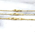 Solid 14K Gold Diamond Cut Bar and Bead Chain with Lobster Lock,0.9mm 1.1mm 1.3mm Wide, 16