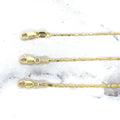 Solid 14K Gold Diamond Cut Bar and Bead Chain with Lobster Lock,0.9mm 1.1mm 1.3mm Wide, 16