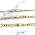 Solid 14K Gold Round Box Chain with Lobster Lock, 1.6mm 2.5mm 3.6mm Wide, 16