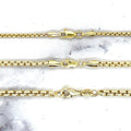 14K Yellow Gold 1.8mm 2.5mm 3.4mm Lite Round Box Chain with Lobster Lock, 16