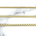 14K Yellow Gold 1.8mm 2.5mm 3.4mm Lite Round Box Chain with Lobster Lock, 16