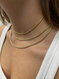 14K Yellow Gold 1.8mm 2.5mm 3.4mm Lite Round Box Chain with Lobster Lock, 16