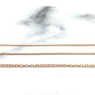 Solid 14K Rose Gold Oval Cable Chain, 0.85mm 1mm 1.5mm Wide, 16" to 20", Real Gold Necklace, Pink Chain, Dainty Chain, Woman