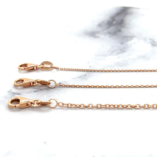 Solid 14K Rose Gold Oval Cable Chain, 0.85mm 1mm 1.5mm Wide, 16" to 20", Real Gold Necklace, Pink Chain, Dainty Chain, Woman