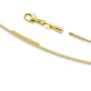 Solid 14K Gold Round Omega Chain, 1mm Wide,16" 18" Long, Real Gold Necklace, Women