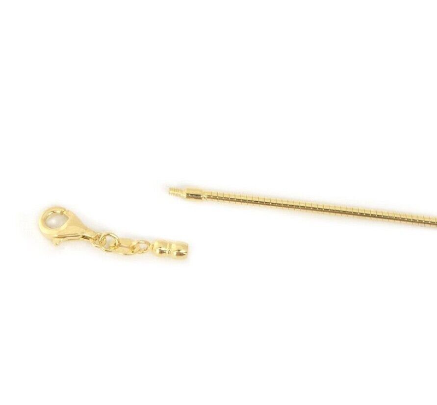 Solid 14K Gold Round Omega Chain, 1.5mm Wide, 16" 17" 18" 20", White Yellow Rose Gold, Real Gold Necklace, Women