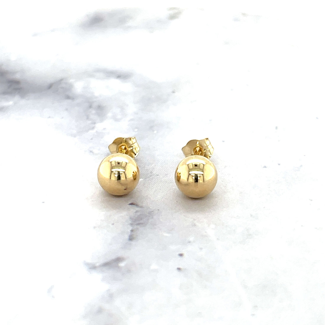 14K Gold Polished 3mm 4mm 5mm 6mm 7mm 8mm 10mm Dot Post Earrings, Ball Stud Earrings, Gold Ball Earring, Real Gold Studs, Women