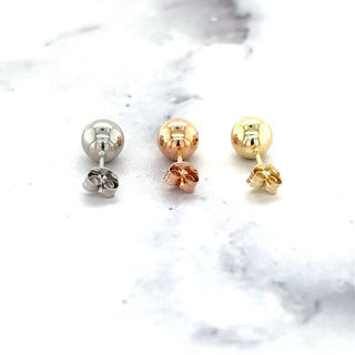 14K Gold Polished 3mm 4mm 5mm 6mm 7mm 8mm 10mm Dot Post Earrings, Ball Stud Earrings, Gold Ball Earring, Real Gold Studs, Women