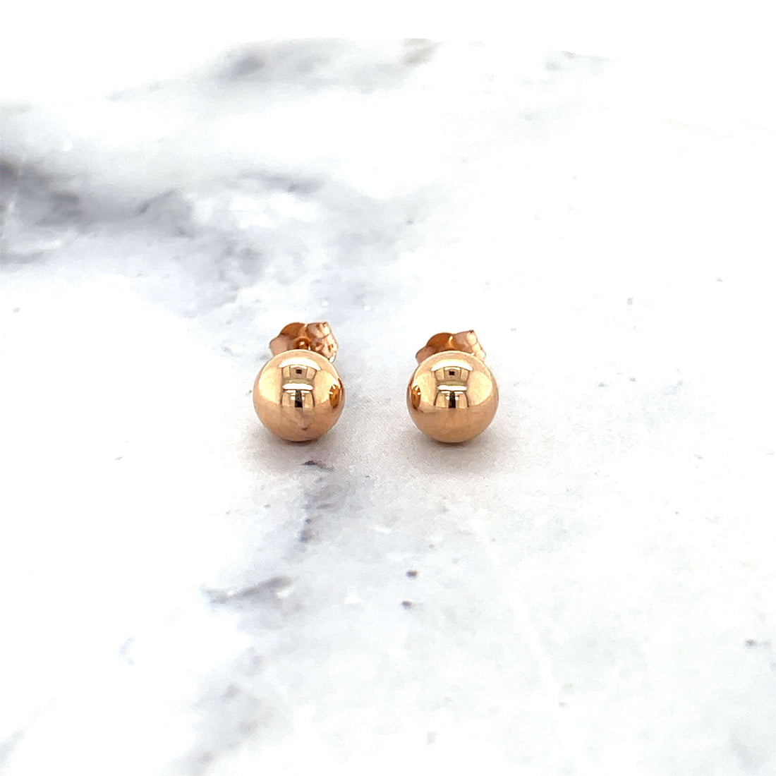 14K Rose Gold Polished 3mm 4mm 5mm 6mm 7mm 8mm 10mm Ball Post Earrings, Ball Stud Earrings, Gold Ball Earring, Real Gold Studs, Women