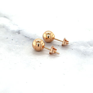 14K Rose Gold Polished 3mm 4mm 5mm 6mm 7mm 8mm 10mm Ball Post Earrings, Ball Stud Earrings, Gold Ball Earring, Real Gold Studs, Women