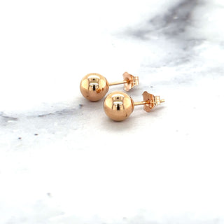 14K Rose Gold Polished 3mm 4mm 5mm 6mm 7mm 8mm 10mm Ball Post Earrings, Ball Stud Earrings, Gold Ball Earring, Real Gold Studs, Women