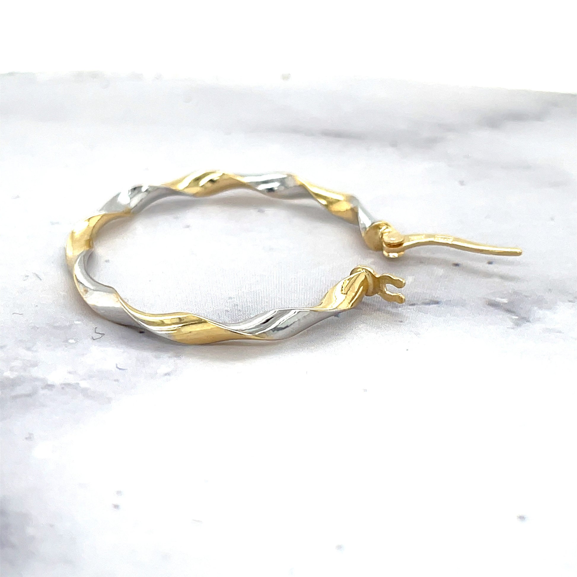 14K Two-Tone 25mm Round Twist Hoop Earrings, 2.5mm Thick, Yellow and White Gold Earrings, Twisted Hoops, Two Tone Earrings