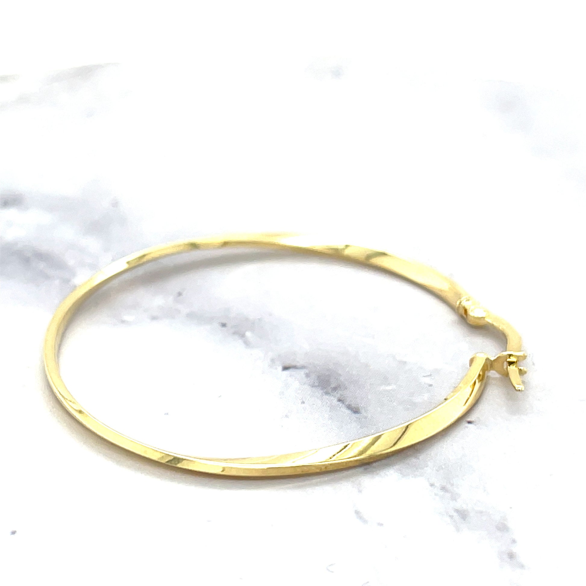 14K Yellow Gold 35mm Twisted Hoop Earrings with Hinged Closure, 1.5mm Thick, Real Gold Hoops