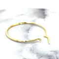 14K Yellow Gold 35mm Twisted Hoop Earrings with Hinged Closure, 1.5mm Thick, Real Gold Hoops