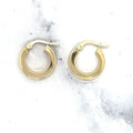 14K Yellow Gold 10mm Polished Round Hoop Earrings with Hinged Closure, 3mm Thick, Real Gold Earrings