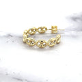 14K Yellow Gold 25mm Puffed Mariner C-Hoop Earings with Push Back Clasp, 5mm Thick, Half Hoop Earrings, C-Hoop Earrings