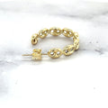 14K Yellow Gold 25mm Puffed Mariner C-Hoop Earings with Push Back Clasp, 5mm Thick, Half Hoop Earrings, C-Hoop Earrings