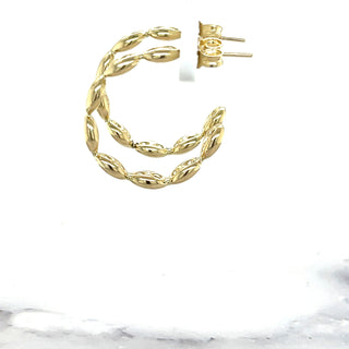 14K Yellow Gold 25mm Puffed Mariner C-Hoop Earings with Push Back Clasp, 5mm Thick, Half Hoop Earrings, C-Hoop Earrings