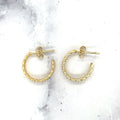 14K Yellow Gold 16mm Polished Curb Chain C Hoop with Push Back Clasp, 3.7mm Thick, C-Hoop Earrings, Real Gold Earrings