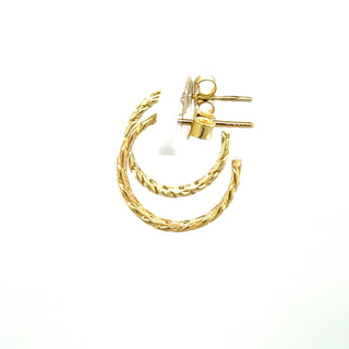 14K Yellow Gold 16mm Polished Curb Chain C Hoop with Push Back Clasp, 3.7mm Thick, C-Hoop Earrings, Real Gold Earrings