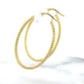 14K Yellow Gold 42mm Oval Diamond Cut Hoop Earrings, 2mm Thick, Sparkle Earrings, Oval Hoops, Textured Earrings