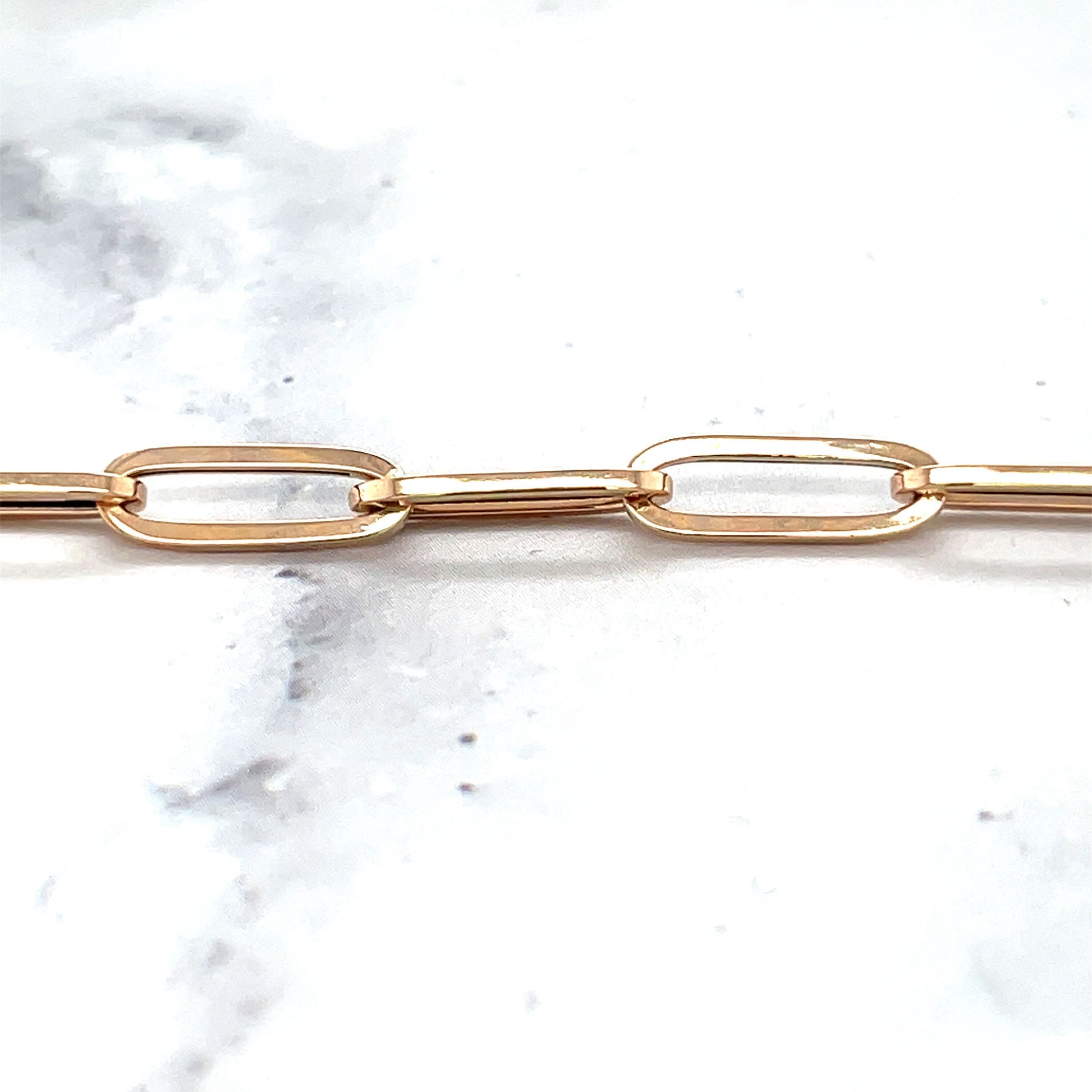 14K Rose Gold 18" Lite Paperclip Necklace Rectangle Link Chain 4.2mm Wide Real Gold, Real Gold Chain, Paperclip Chain, Women