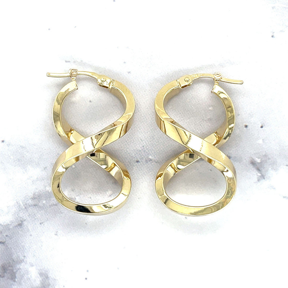 14K Yellow Gold Infinity Earring, Freeform Earrings, Twisted Earrings, Real Gold Earring, Women