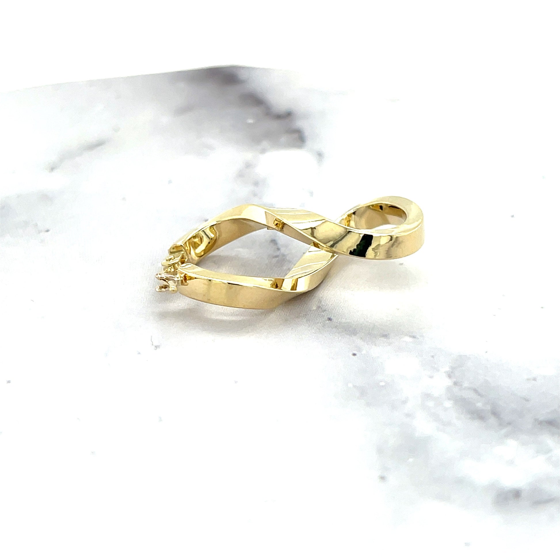 14K Yellow Gold Infinity Earring, Freeform Earrings, Twisted Earrings, Real Gold Earring, Women