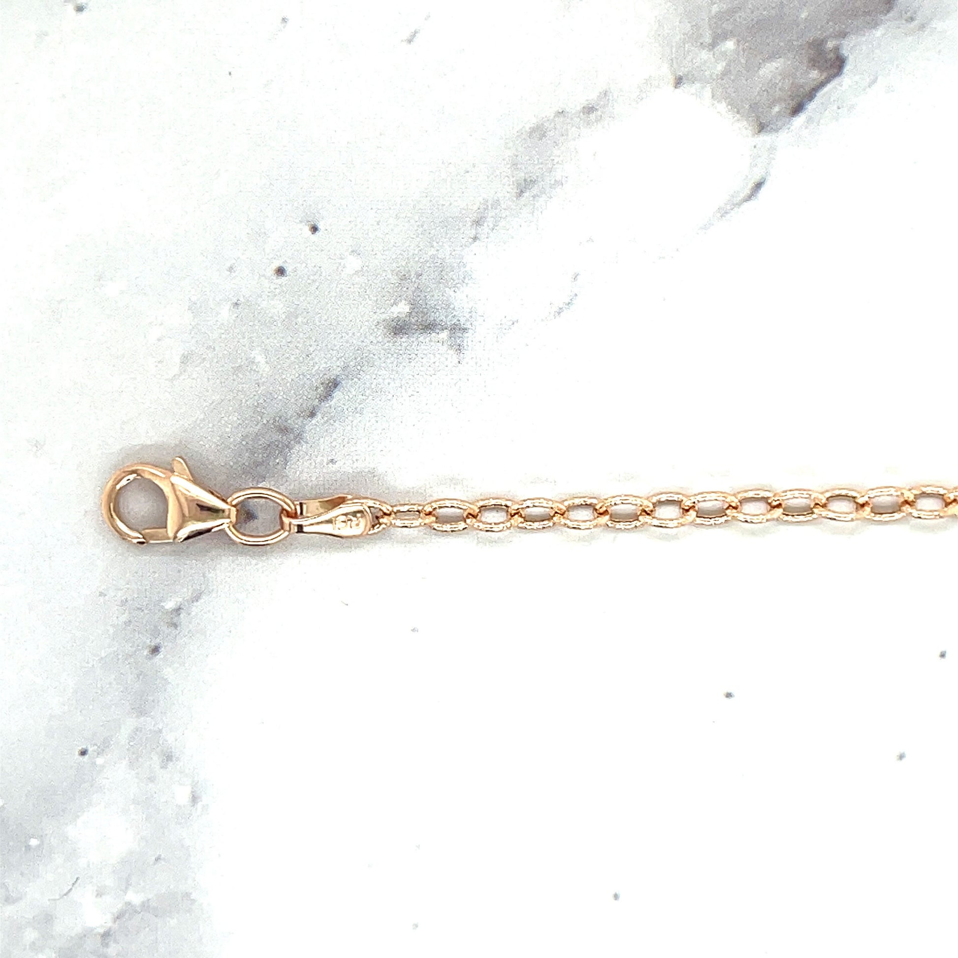 14K Rose Gold Textured Cable Chain, 2.5mm Wide, Oval Link Chain, Real Gold, Women Necklace